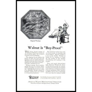 1924 American Walnut Wood Lumber Vintage Print Ad Boy Girl Playing Wall Art